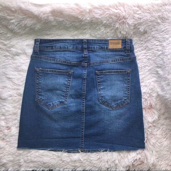 Denim Blvd Skirt Blue Red Rhinestone Stripe Medium - Picture 3 of 6